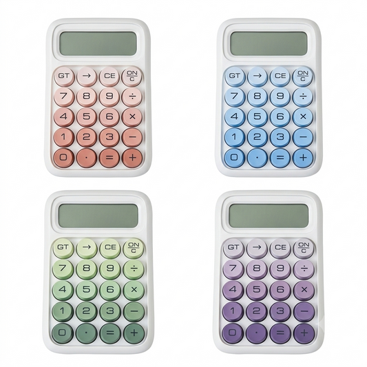 Calculadora Arcoíris Kawaii de diseño colorido para escritorio y papelería disponible en Lucky Day Perú.