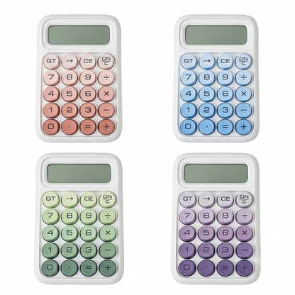 Calculadora Arcoíris Kawaii de diseño colorido para escritorio y papelería disponible en Lucky Day Perú.