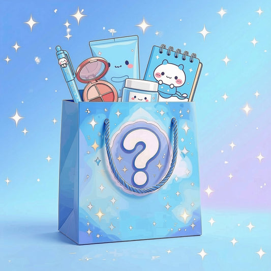 Lucky Bag PRO de Lucky Day con una selección premium de productos sorpresa kawaii de maquillaje, papelería y skincare.